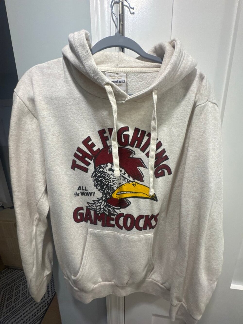 Homefield Vintage Fighting Gamecocks Hoodie Mens Large Cream